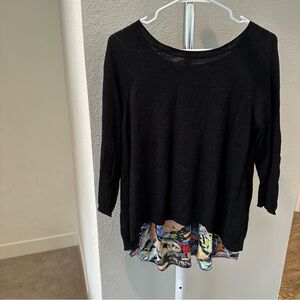ANTHROPOLOGIE Moth Sweater Top in Black with Colorful Detail in Women’s Small
